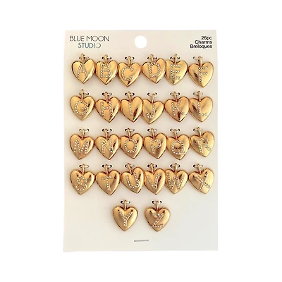 Blue Moon Studio™ Gold Mirror-Plated Heart Alphabet Charm Set