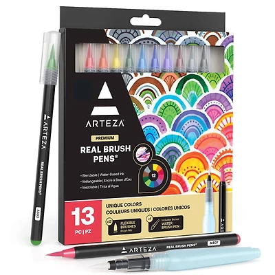 Arteza® Unique Colors Real Brush Pens® & Water Brush Pen Set