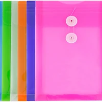 JAM Paper 6.25" x 9.25" Mixed Plastic Button String Open End Envelopes, 18ct.