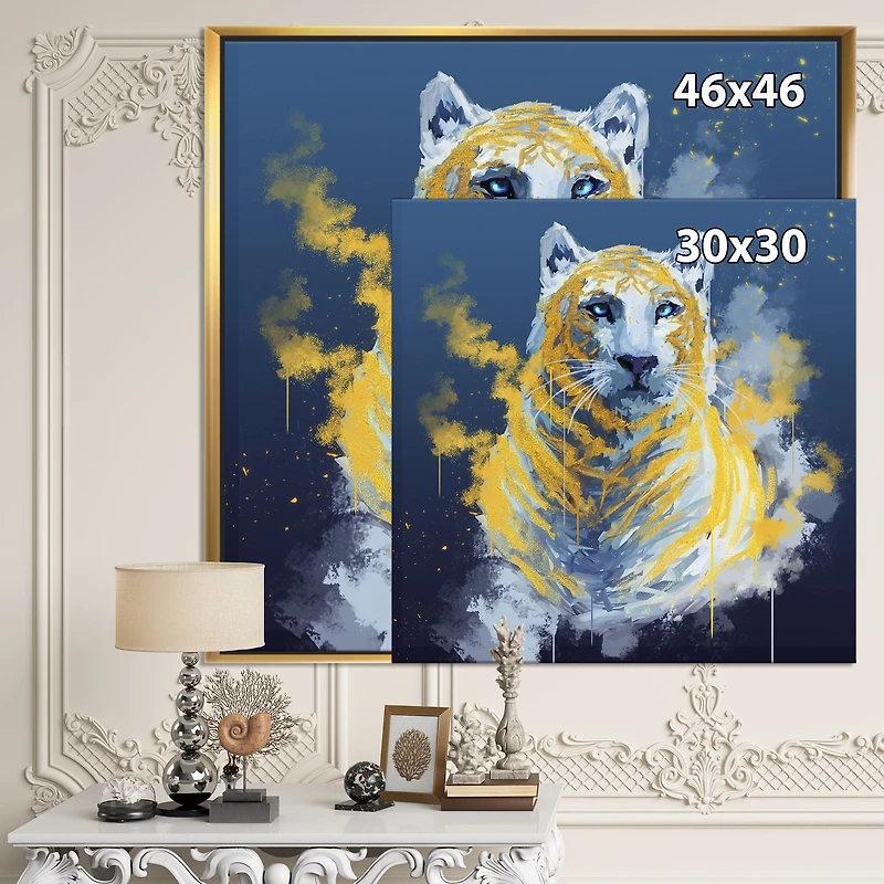 Designart - Tiger Spirit In Blue And Gold