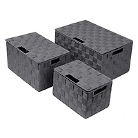 Sorbus 3-Piece Woven Basket with Lid Set