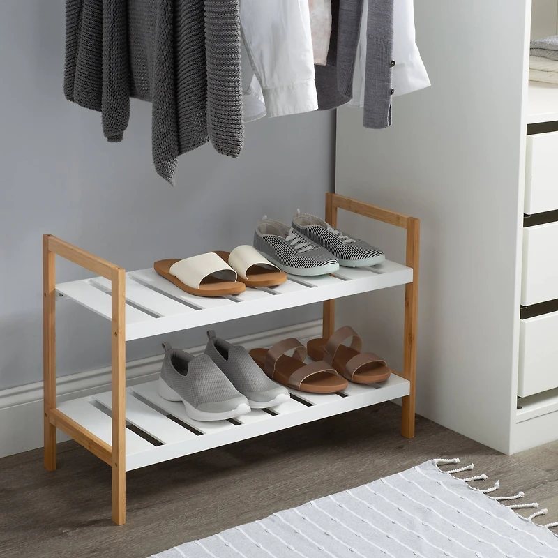 Organize It All Sonora Bamboo 2-Tier Stackable Shoe Racks, 2ct.