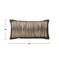 Hello Honey® Charcoal and Natural Cotton Lumbar Pillow with Jute Embroidery