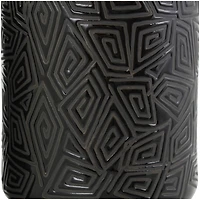 Black Ceramic Vase with Geometric Etchings Set