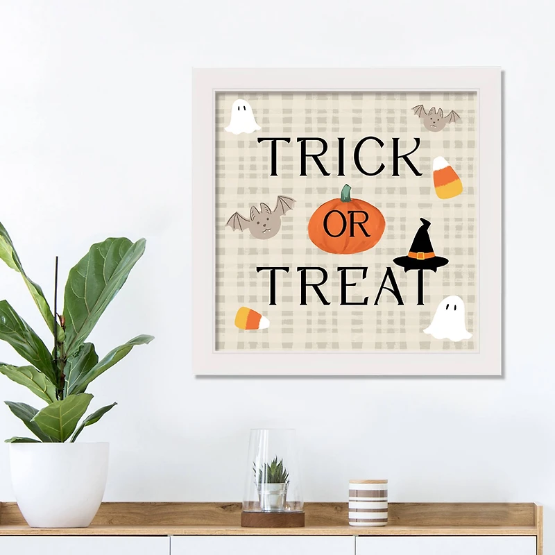 Trick or Treat Icons White Framed Print