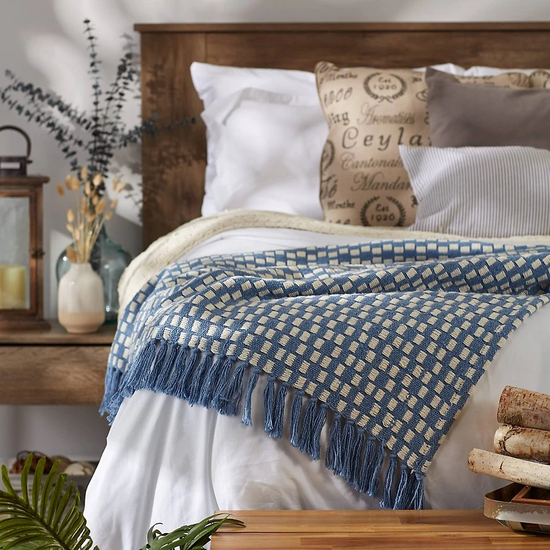 DII® Stonewash Blue Urban Check Throw