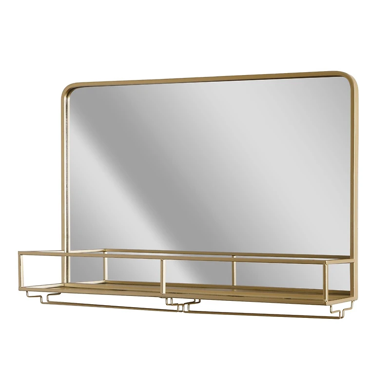 Gold Frame Rectangle Vanity Wall Mirror with Storage - 21.25" x 31.5"