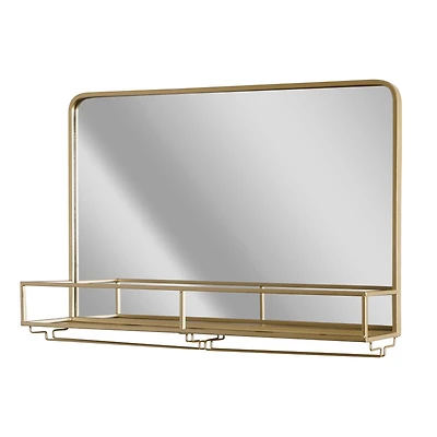 Gold Frame Rectangle Vanity Wall Mirror with Storage - 21.25" x 31.5"