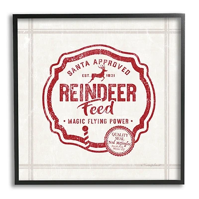 Stupell Industries Vintage Christmas Reindeer Feed Framed Giclee Art