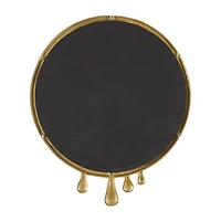 43" Gold Abstract Drip Framed Round Wall Mirror