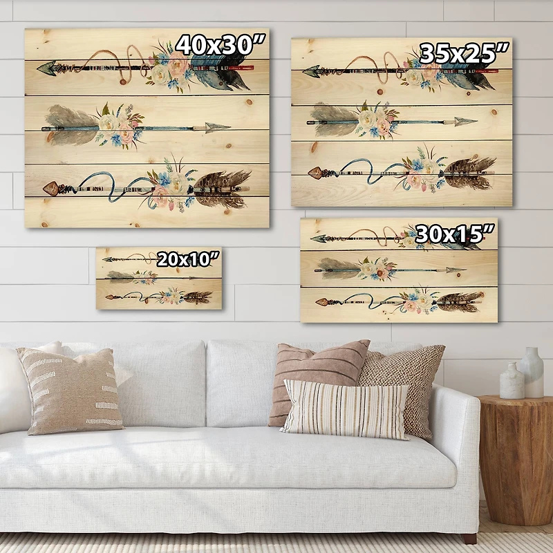 Designart - Ethnic Feathers and Flowers On Native Arrows I