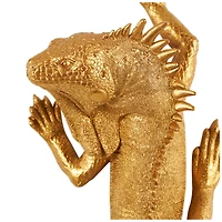 15" Gold Lizard Textured Climbing Sculpture