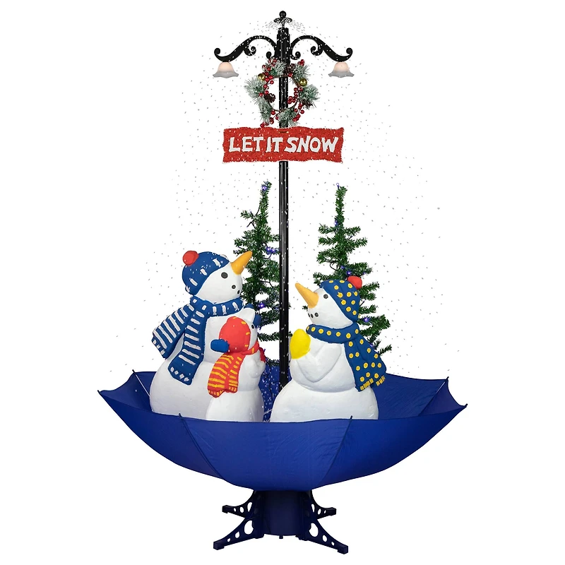 Lighted Musical Snowing Let it Snow Snowmen in Umbrella Base Christmas Decoration - 5.5'