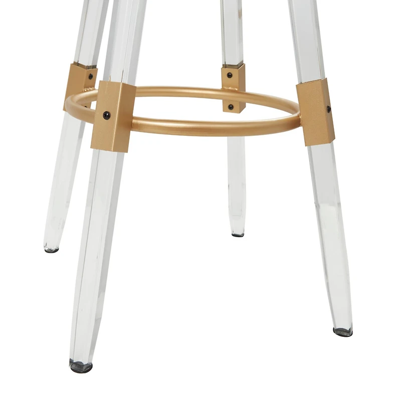 27" Gold Acrylic Bar Stool with Clear Acrylic Accents