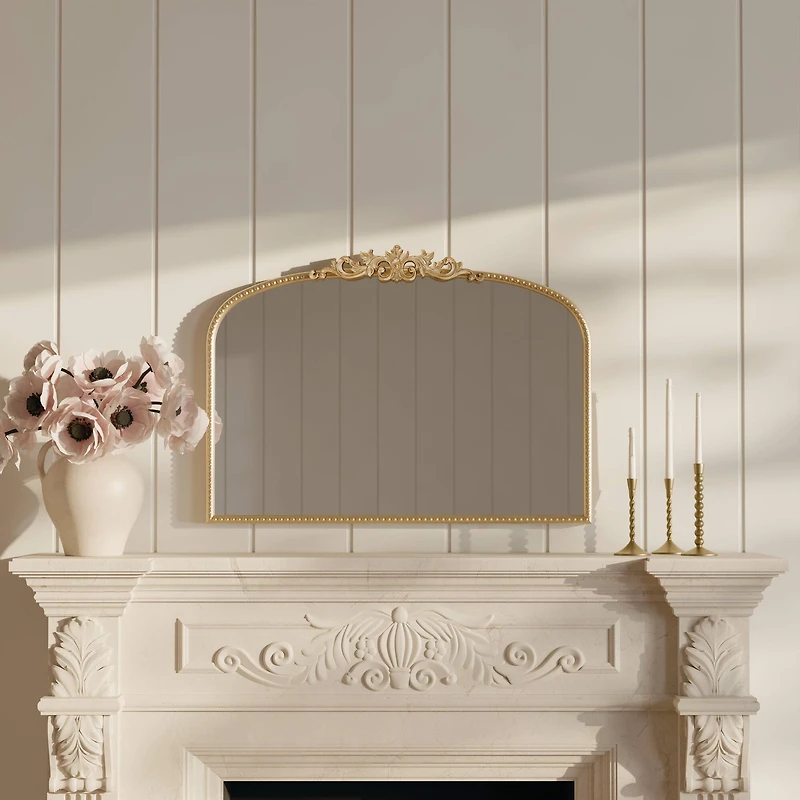 28" x 20" Ornate Wide Arch Wall Mirror in Gold Metal Frame by Ashland®
