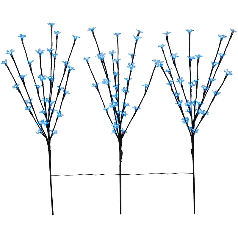 Set of 3 Pre-Lit Cherry Blossom Artificial Tree Branches 2.5' - Blue LED Lights
