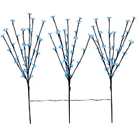 Set of 3 Pre-Lit Cherry Blossom Artificial Tree Branches 2.5' - Blue LED Lights