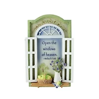 Green & White Open The Windows of Heaven Bible Scripture Plaque