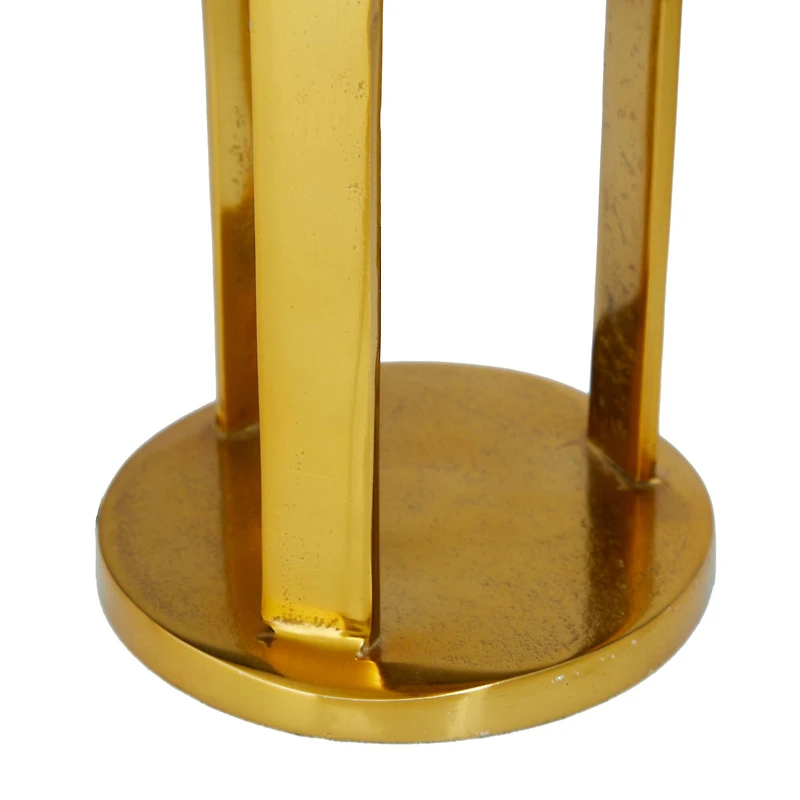 Set of 2 Gold Aluminum Modern Candle Holder, 14" x 5" x 5"