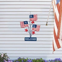 Glitzhome® 42" Patriotic Welcome Metal Flags Yard Stake