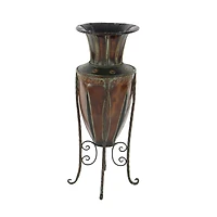 Brown Metal Rustic Vase, 27" x 9" x 9"