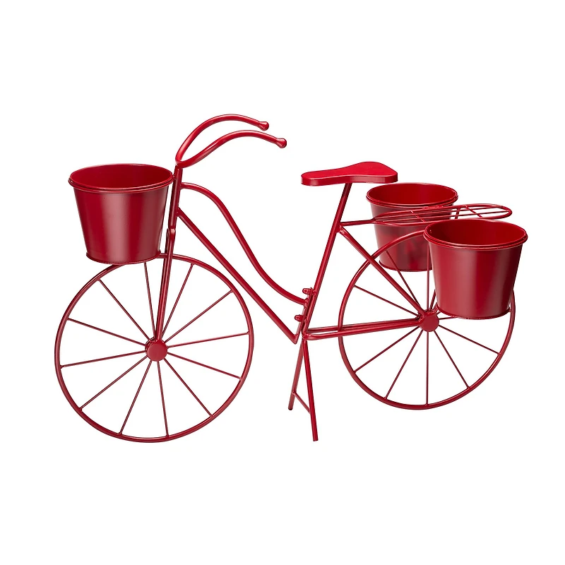 Glitzhome® 2.5ft Red Metal Bicycle Plant Stand