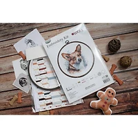 Luca-S Welsh Corgi Counted Cross Stitch Kit with Display Hoop