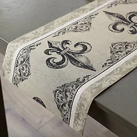 Fleur De Lis Stripe Jacquard Table Runner