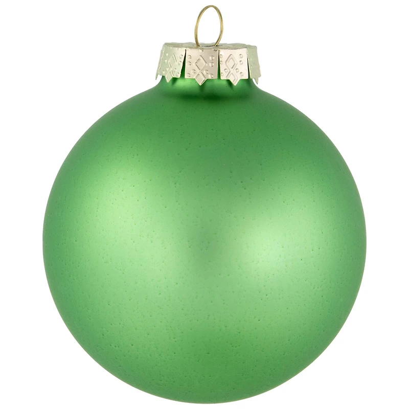 6ct. 3" Shiny & Matte Green Glass Ball Ornaments