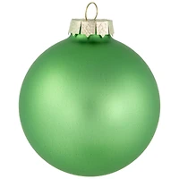6ct. 3" Shiny & Matte Green Glass Ball Ornaments