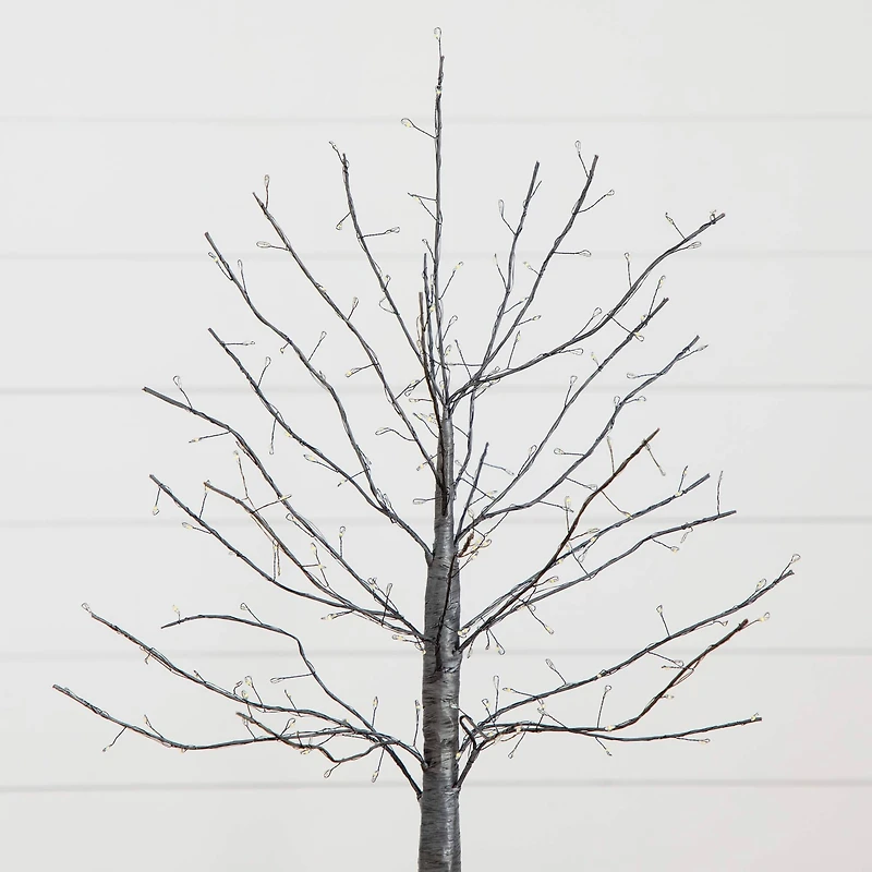 2ft. Pre-Lit Artificial Halloween Black Twig Tree with 210 Warm White Fairy Copper Wire LED Lights