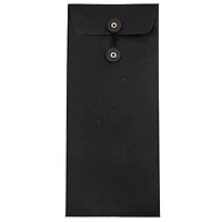 Jam Paper 9.5" x 4.125" Black Linen Business Envelopes with Button & String Closure, 50ct.