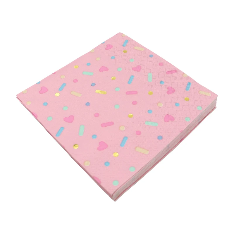 12 Packs: 20 ct. (240 total) Pink Sprinkles Lunch Napkins by Celebrate It™