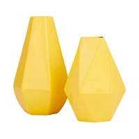 CosmoLiving by Cosmopolitan Yellow Iron Contemporary Vase, 12" x 10"