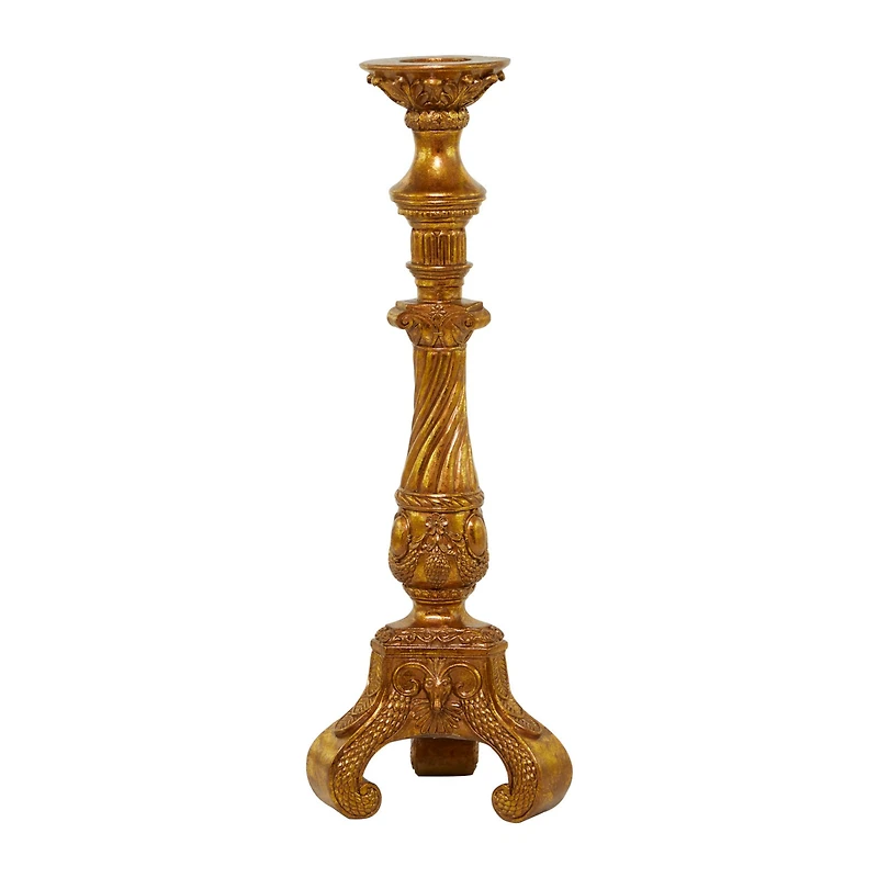 33" Gold Polystone Handmade Pillar Candle Holder