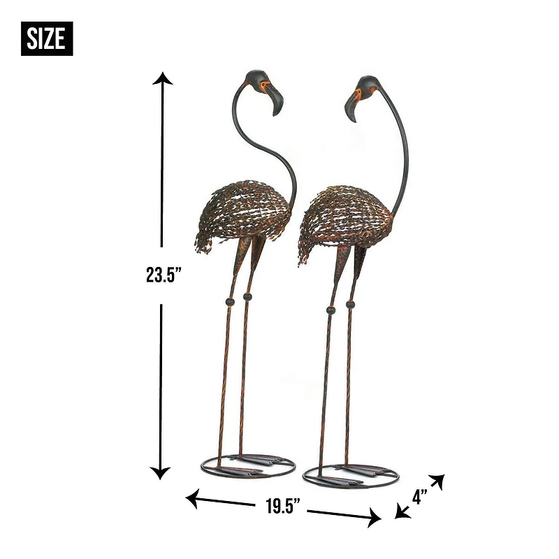 42" Wild Flamingo Garden Art Duo