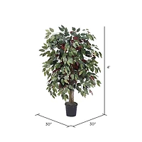 4ft. Artificial Capensia Bush with Black Plastic Pot