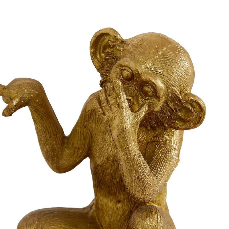 6" Gold Polystone Monkey Sculpture Set