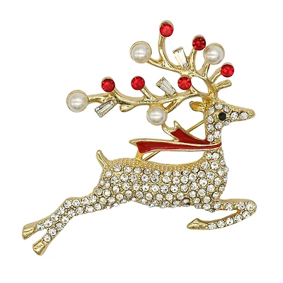 Gem-Studded Reindeer Brooch by Celebrate It™