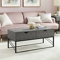 Gray 2-Drawer Faux Shagreen Coffee Table