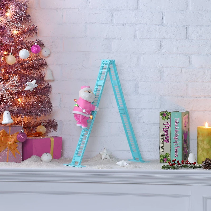 17" Animated Tabletop Pastel Climbing Santa