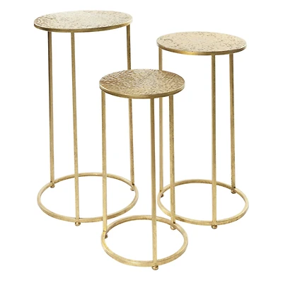Gold Round Metal Glam Accent Table Set