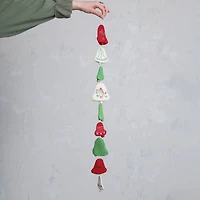 Hello Honey® 6ft. Cream, Red & Green Handmade Wool Felt Embroidered Bells Garland