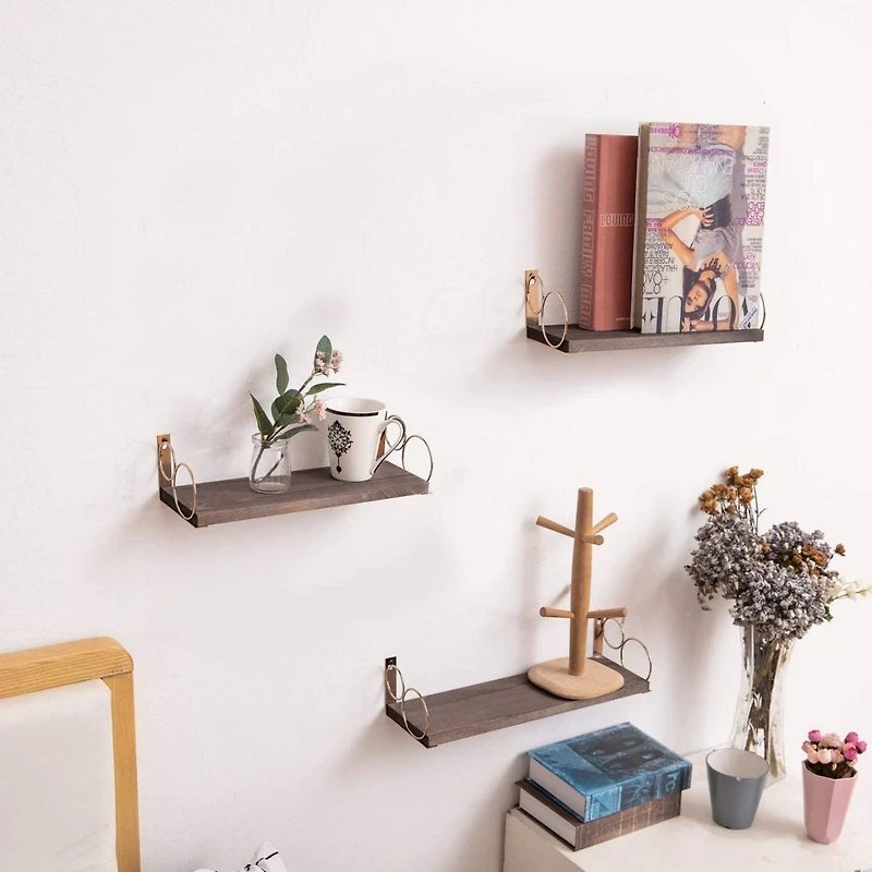 Rustic Wood Floating Shelves Set