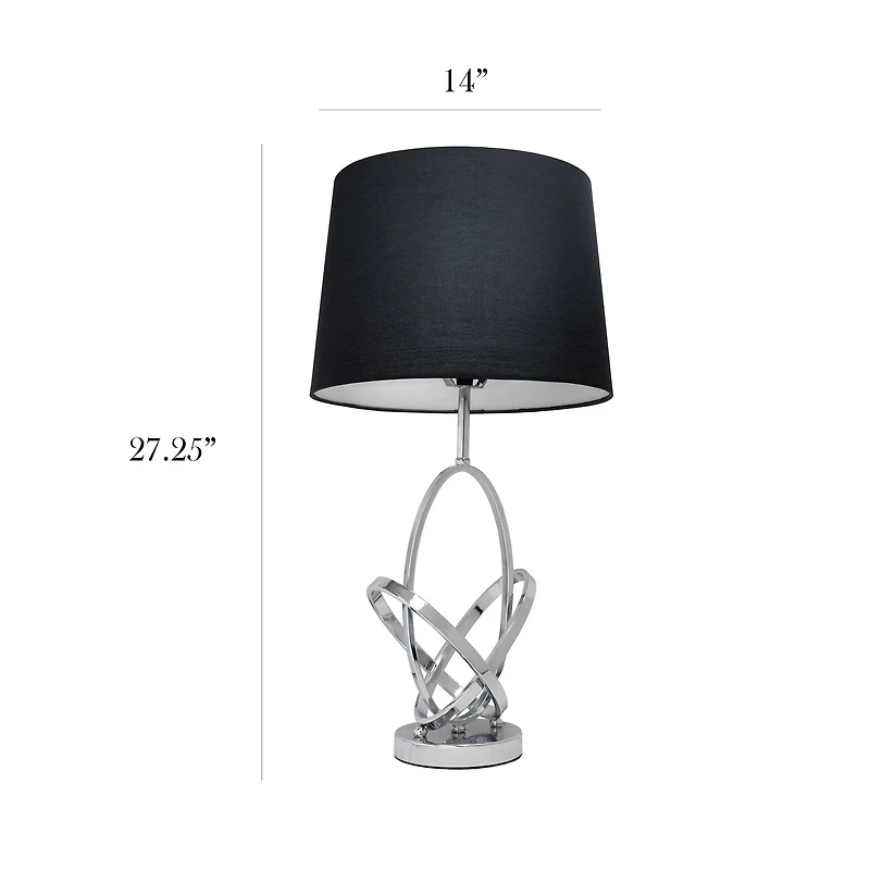 Elegant Designs™ 27" Mod Art Polished Chrome Table Lamp with Black Shade