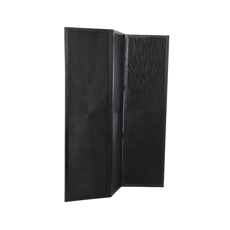 Black Mango Wood Contemporary Room Divider Screen, 70" x 59"