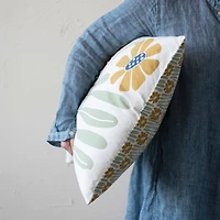 Embroidered Flowers Double Sided Printed Pillow Cover Set