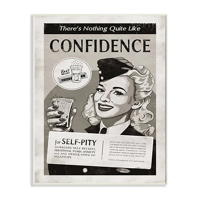 Stupell Industries Confidence Vintage Comic Book Wooden Wall Plaque