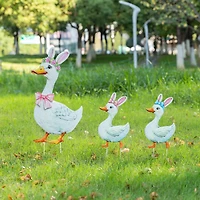 Glitzhome® Set of 3 Easter Metal Duck Family Yard Stake