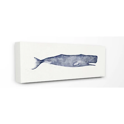 Stupell Industries Classic Whale Watercolor Blue Illustration Canvas Wall Art